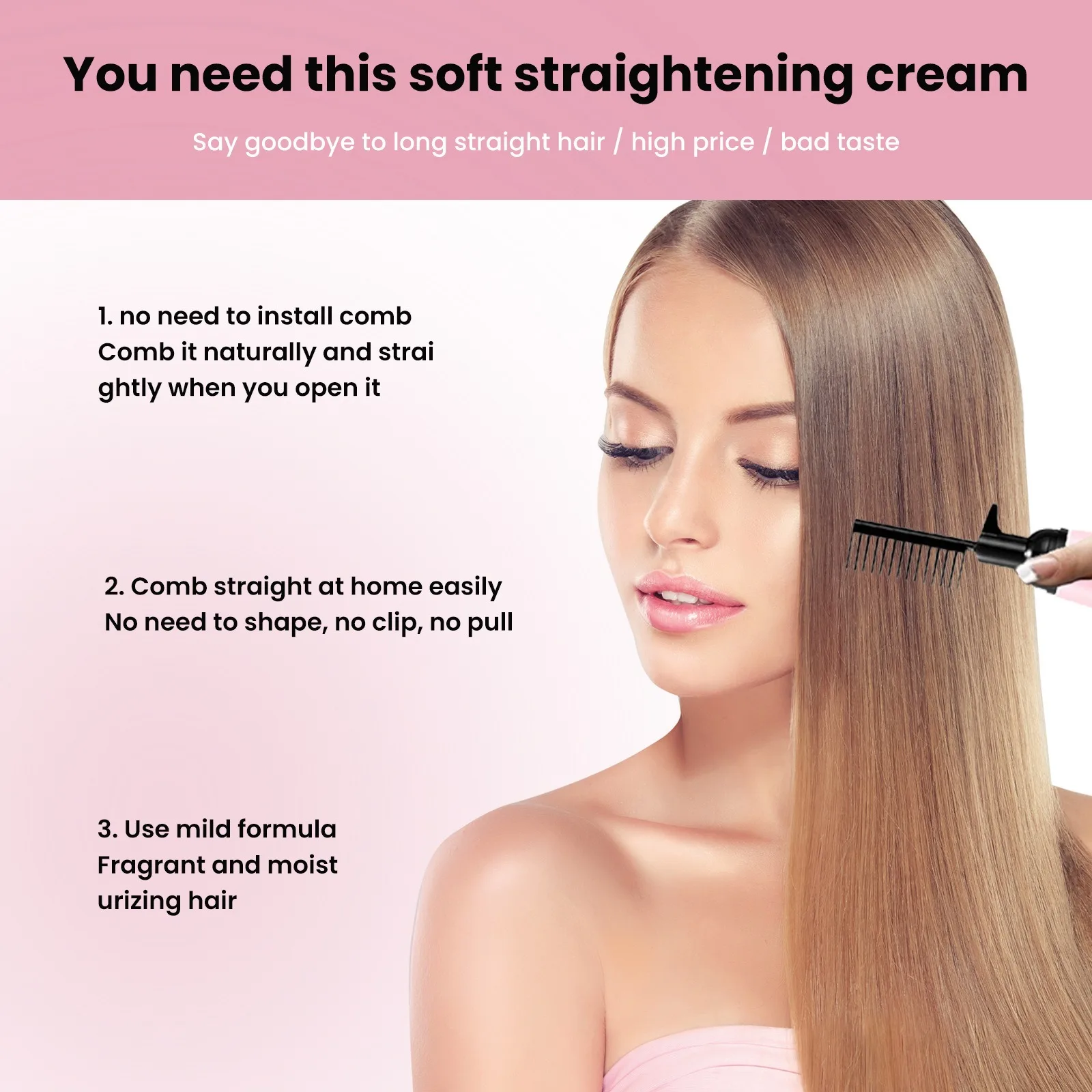 150ml Straightening Hair Care Cream Hair Comb Straightening Cream Smooth Nourishing Dry