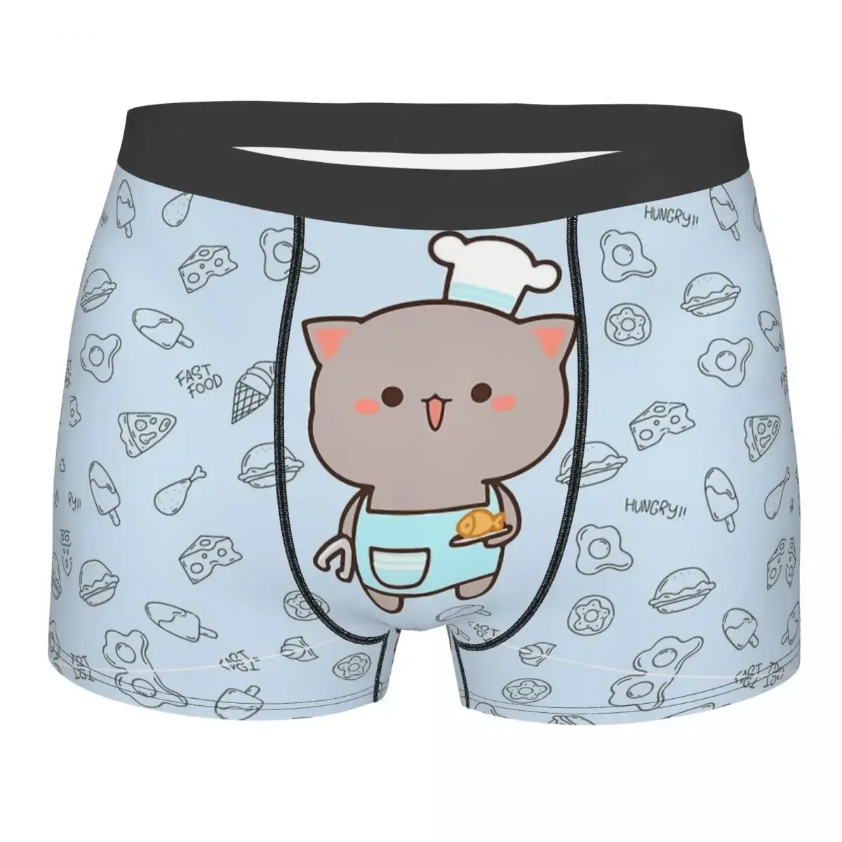 

Chef Goma In Beautiful Blue Color Background Mochi Peach Cat Underpants Breathbale Panties Men's Underwear Shorts Boxer Briefs