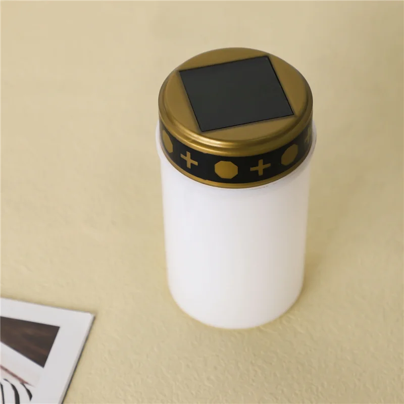 White Grave Candle for Cemetery Grave Solar Lights with Lighting LED Light 1Pcs