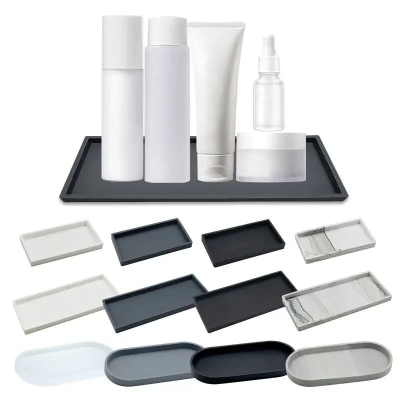 Bathroom Tray Countertop Silicone Vanity Tray Cosmetic Perfume Organizer Vanity Sink Key Accessories
