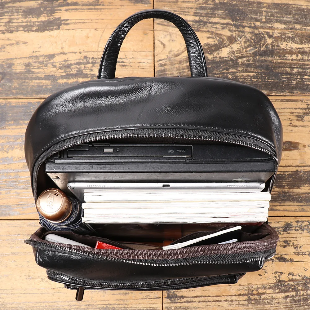 Stylish Head Layer Cowhide Backpack Casual Travel Work