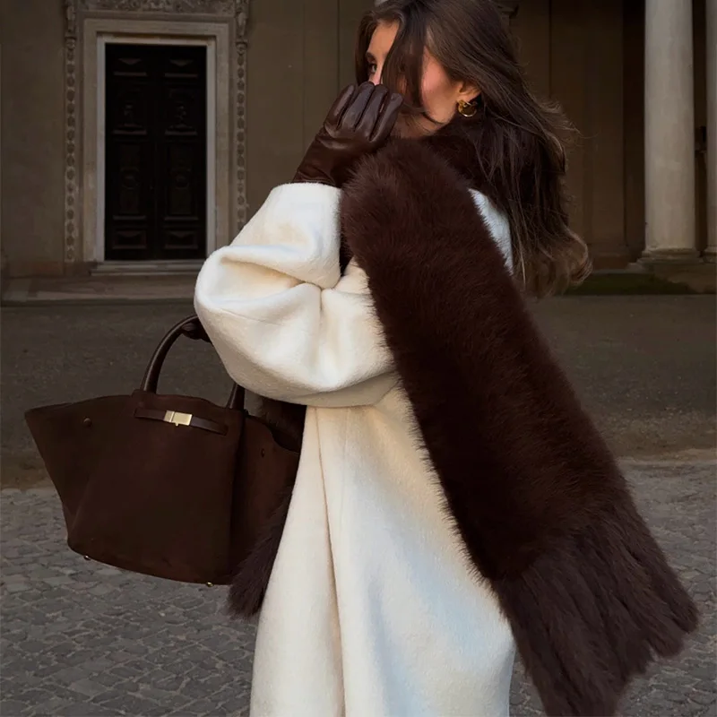 Chic Faux Pelz frauen Mäntel Elegante Revers Binden Gürtel Verdicken Volle Hülse Weibliche Jacken 2025, Herbst Winter Neue dame Streetwears – Detail 35