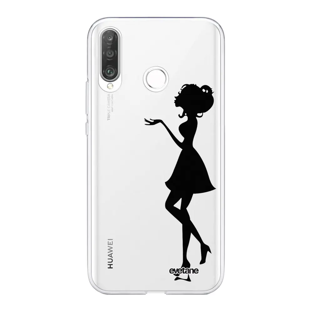 Чехол для Huawei P30 Lite/ Lite XL мягкий прозрачный женский рисунок с силуэтами тренд