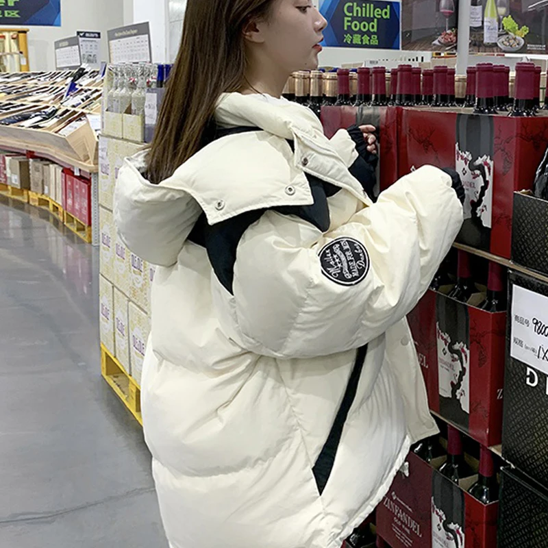 2022 winter new down padded jacket thickened warm hooded parka women's casual loose winter cotton padded jacket jacket women