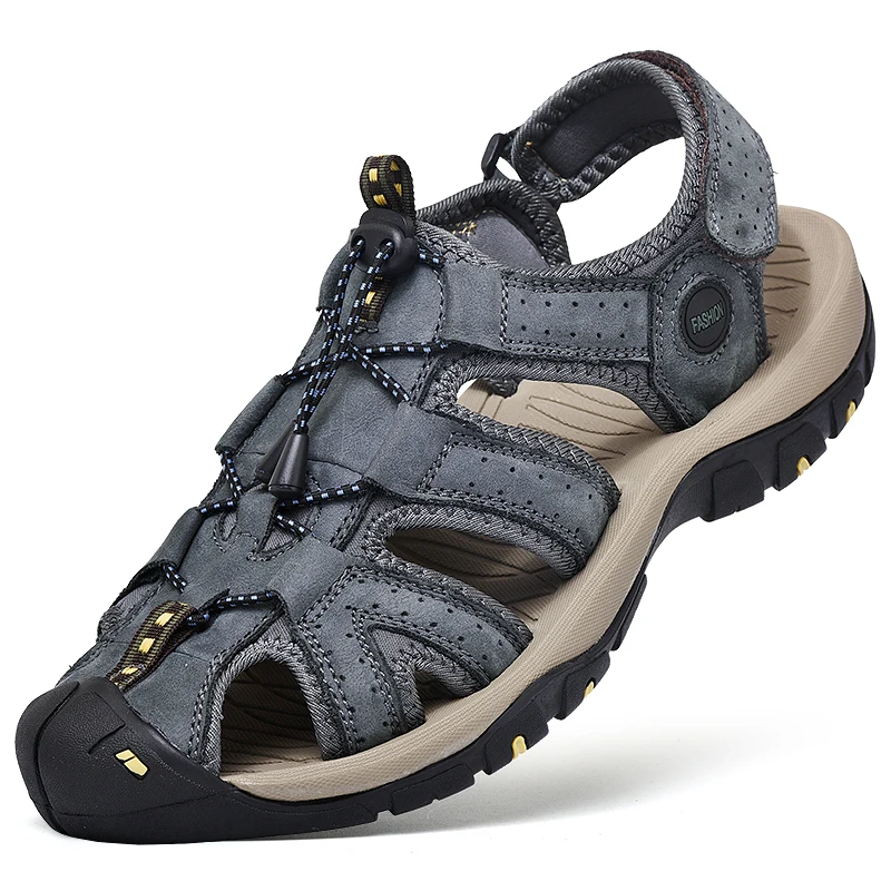 

Big Size38-48 Summer Cool Beach Men Sandals Genuine Leather Shoes for Boy High Quality Wear-resistant Wading Shoes Free Shipping