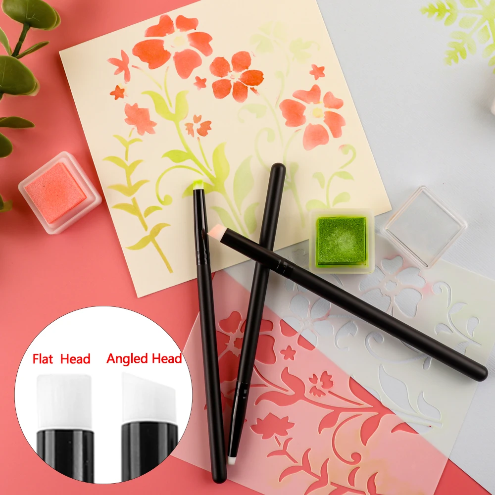Wholesale Flat /Angled Detailed Blending Brushes Large Small Smooth Blending  Brushes Ink Application Tool for DIY Cards Making
