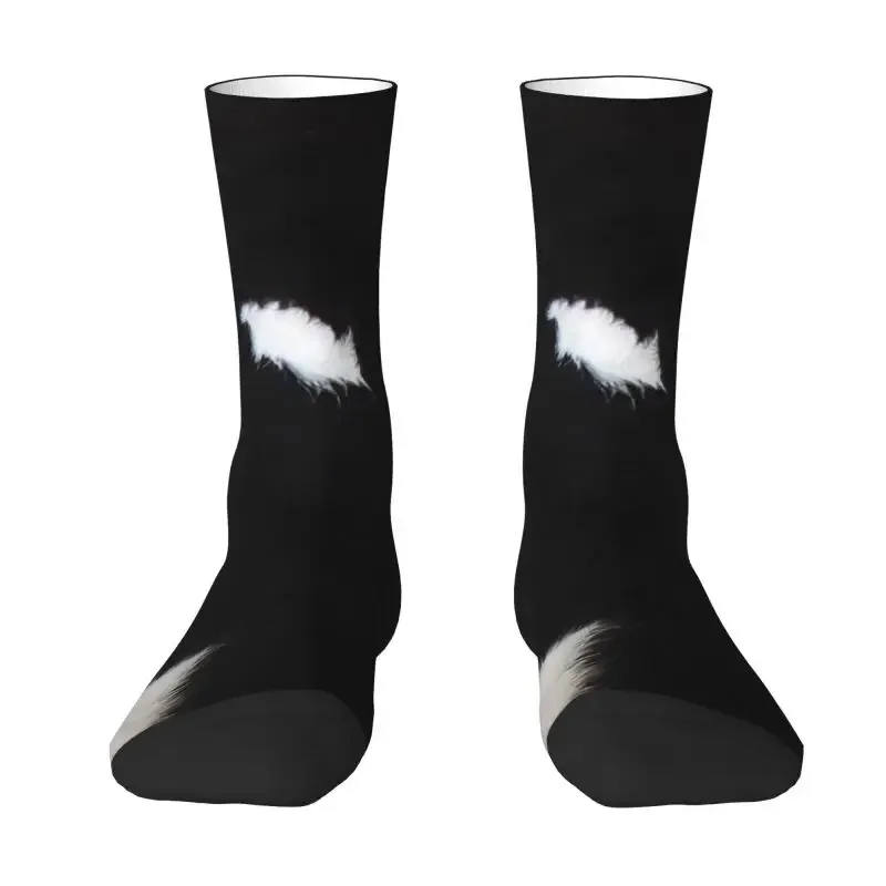 

Smooth Rustic Black Cow Hide Print Crew Socks Unisex Novelty Animal Cowhide Texture Spring Summer Autumn Winter Dress Socks