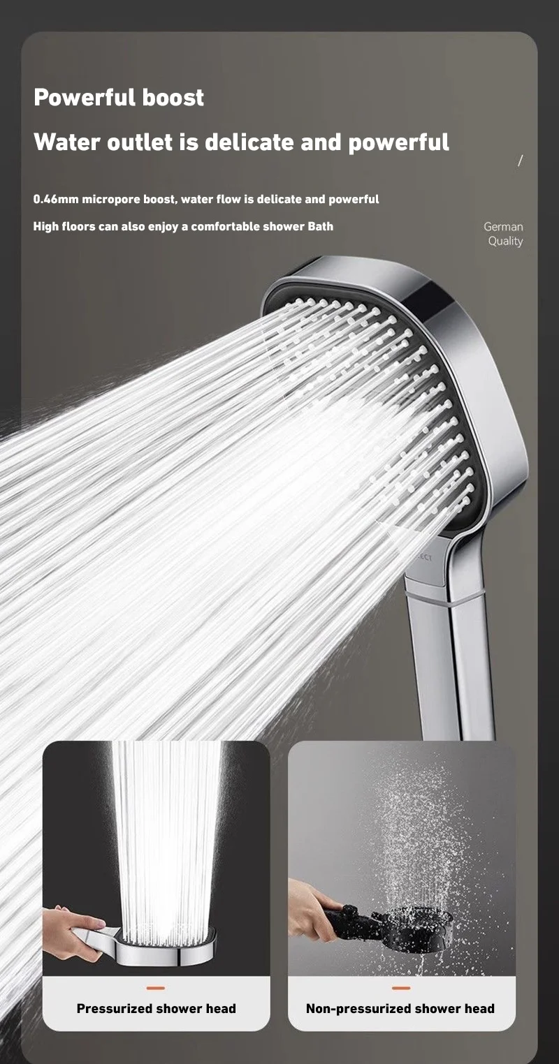Description Picture 2 of item13cm Large Panel Nozzle 3 Modes Shower Shower Head High Pressure Water Massage Shower Head With Filter Element bathroom Sets