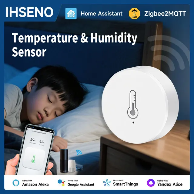 Tuya Zigbee3.0 Z2MQTT Temperature Humidity Sensor Indoor Hygrometer Real-Time Monitoring Work with Home Assistant Alexa Google 1