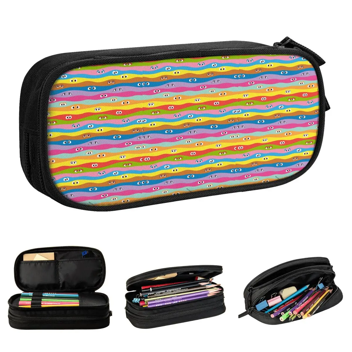 

Cookies Monsters Eyes Pen Box Double Layer Large-capacity Office Accessories Pen Case Amazing Gift