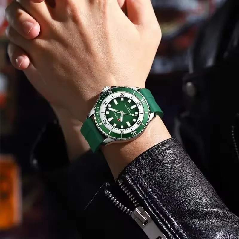 CURREN 8448 Men's Fashion Quartz Watch Outdoor Large Dial Luminous Waterproof Silicone Strap Sport Wristwatch reloj hombre 6