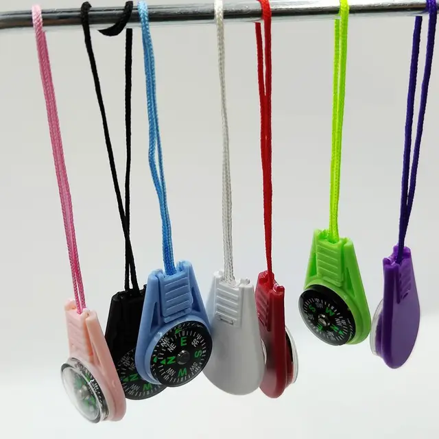 Lot De 9 Boussoles Porte-clés Avec Mousqueton - Compactes, Colorées, Pour Enfants Et Adultes, Camping, Randonnée