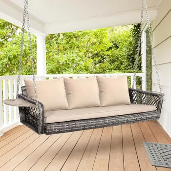 3-Seats Wicker Porch Swing 1