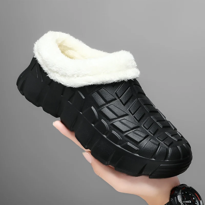 Men's and Women's Autumn and Winter Chef Shoes, New Fashionable Velvet-Lined Thickened Flat-Soled Waterproof Non-Slip Warm Couple Cotton Shoes