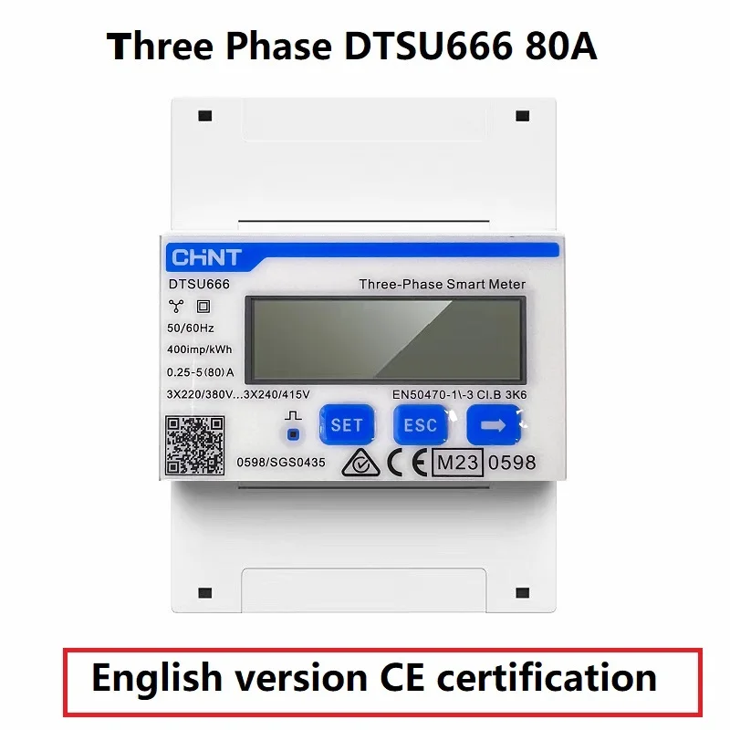 CHINT DDSU666 DTSU666 80A Single Three Phase MODBUS RS485  Bi-directional Smart Energy Power KWH Electric Solar Meter Wattmeter 6