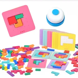 Montessori Kids Puzzle & Shape Training Game - Educational Building Blocks Board (128pcs With Bell)