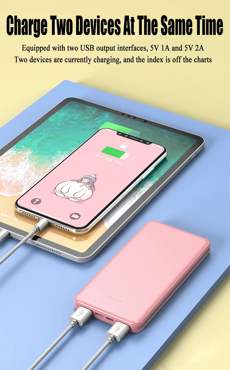 New 20000mAh Macaron Portable Power Bank Dual Output Dual Input Design 10W Fast Charger for Samsung Xiaomi External Battery Pack 7 S2f1f0d6c5efd44788a07247632aaceae0