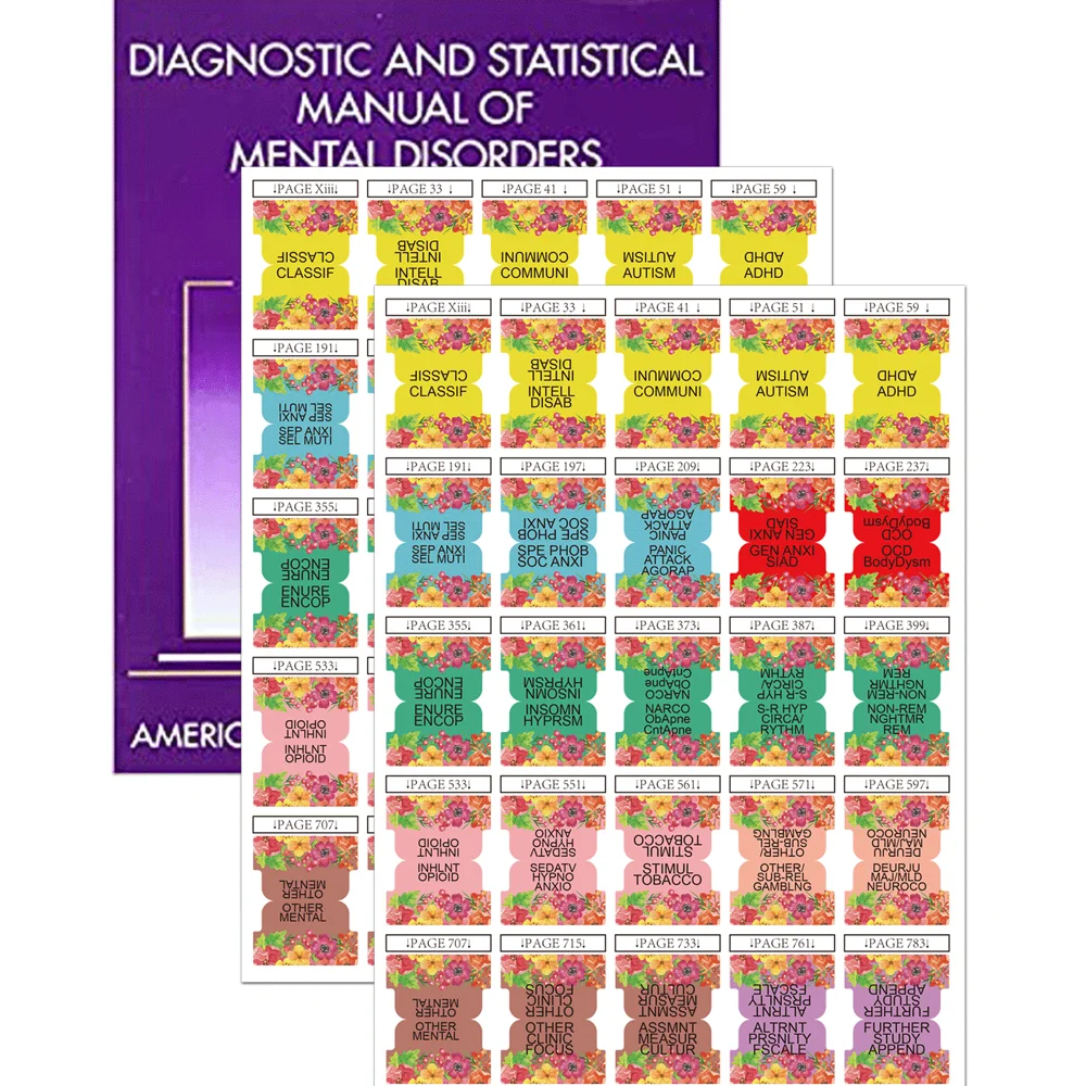 

75Pcs Colorful Diagnosis Guide Tab with Page Markers 1.25x1.54 Inches Color-coded DSM Tabs Positions Stickers