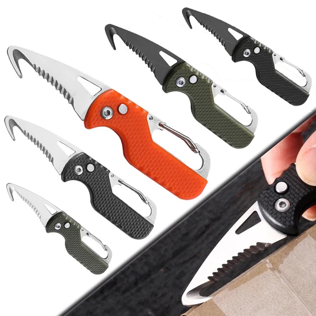 Mini Express Parcel Folding Knife Portable Serrated Hook knife