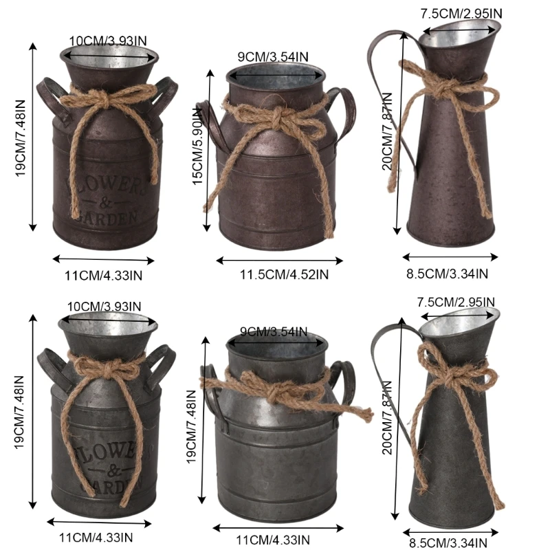 Rustics Paint Metal Milk Can Country Primitives Home Gardening Decoration 6