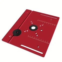 Enhanced Aluminum Router Table Insert Plate with Miter Gauge for Precision Woodworking and DIY Projects (Red Plate)