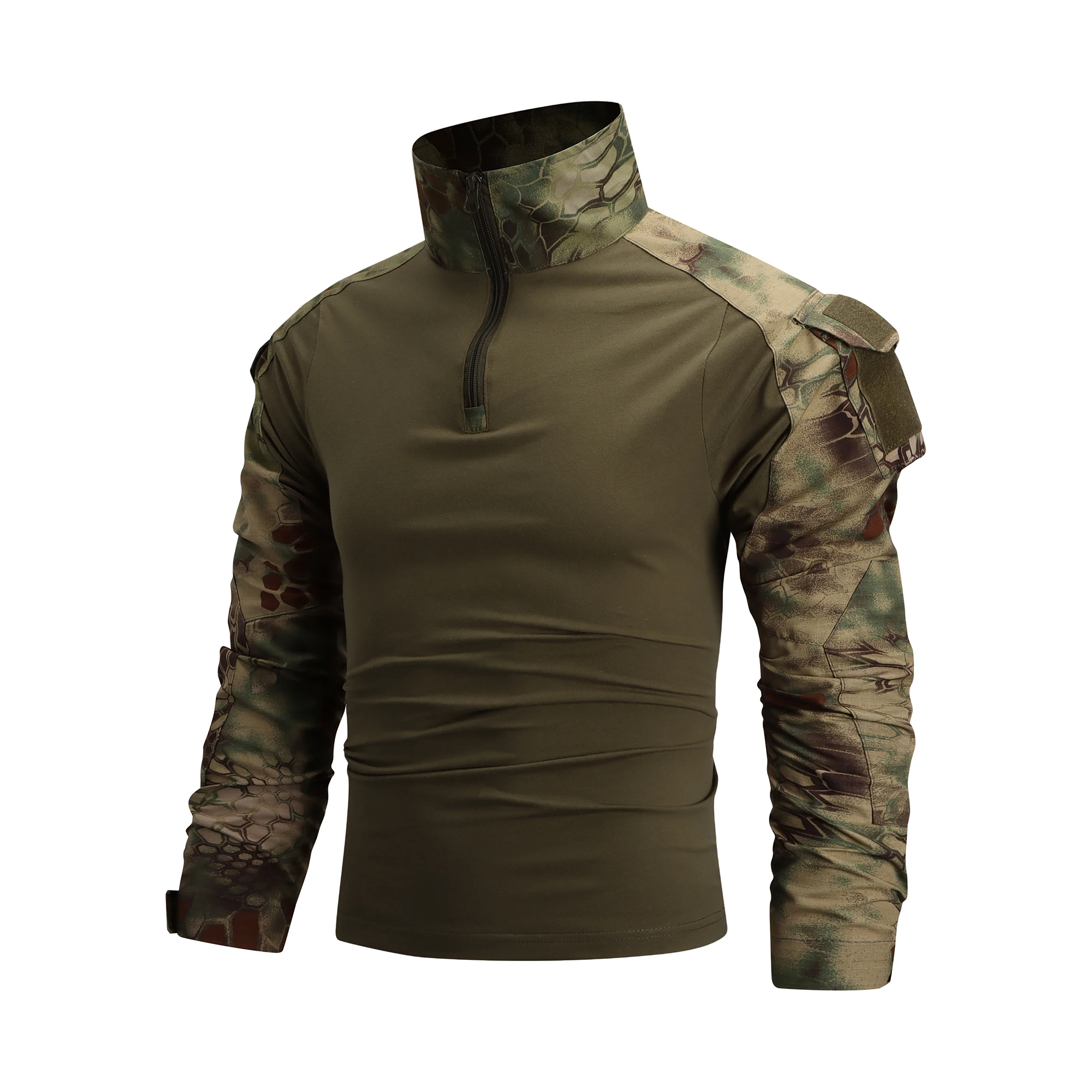 Men's Combat Paintball Shirt 1/4 Zipper Ripstop Cotton Tactical Shirts Navy Blue Camoufalge Airsoft T Shirts men tactical shirts