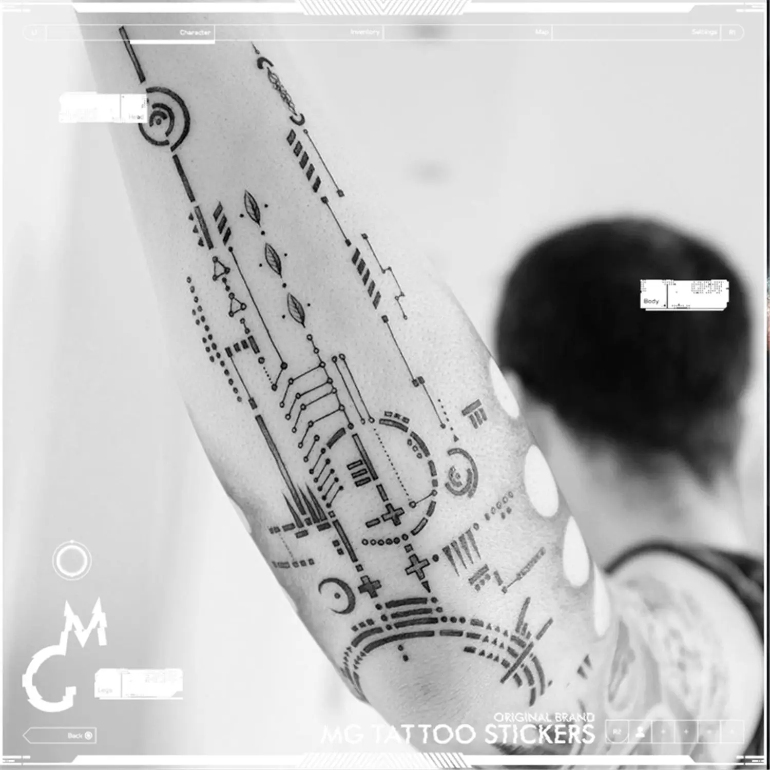 Body Circuit Tattoo Waterproof Temporary Tattoos Lasting Fake Tattoo for Woman Man Arm Cyberpunk Robot Tattoos Sticker