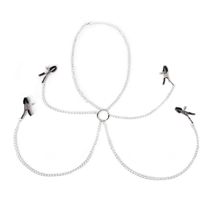 Metal Nipple Clamp With Metal Chain for Women Fetish To Breast Labia Clip Stimulation Massager Bdsm Bondage Sex Products Adult