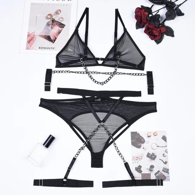 640px x 640px - Mirabelle Bondage Female Lingerie With Chain Lace Transparent Bra Open Sexy  Porn Underwear Women Body Lace Garter Belt Set - Bra & Brief Sets -  AliExpress