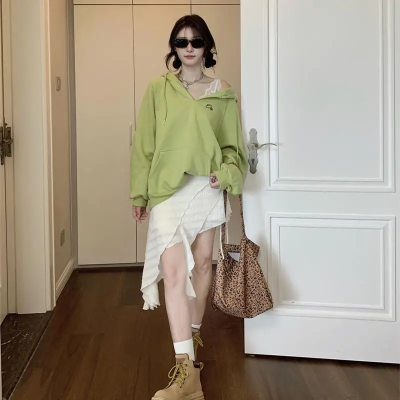 투니스 여성 아메리칸 루즈핏 V넥 후드티