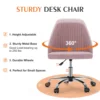 JHK Armless Small Desk Office Chair Cute Vanity Swivel Chair with Back Modern Fabric with Wheels Swivel Task Home Gaming Chair 4