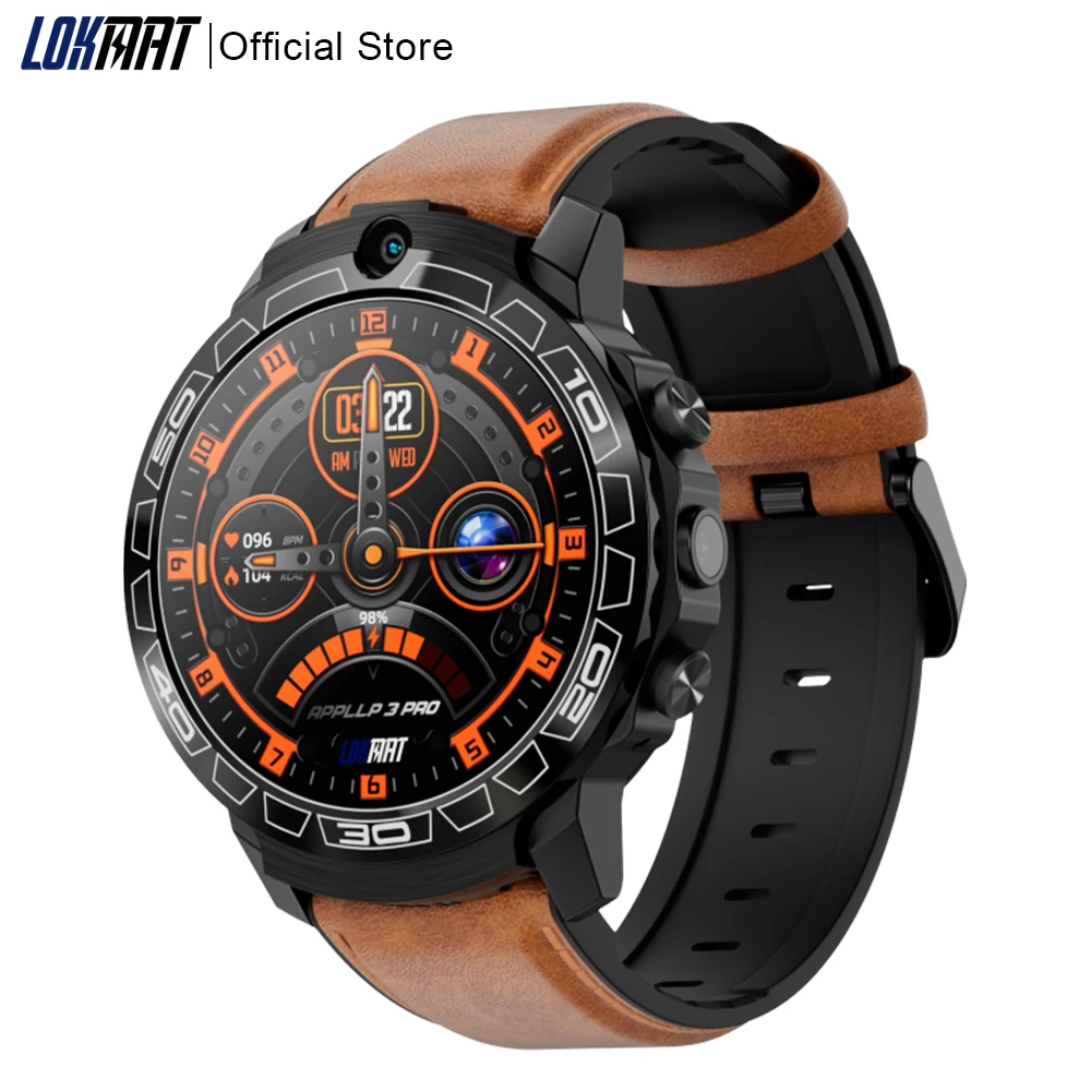 

LOKMAT APPLLP 3 PRO Android Smart Watch Phone 1.6 inch Round Full Touch Wifi GPS 4G Network Smartwatches Heart Rate Monitor