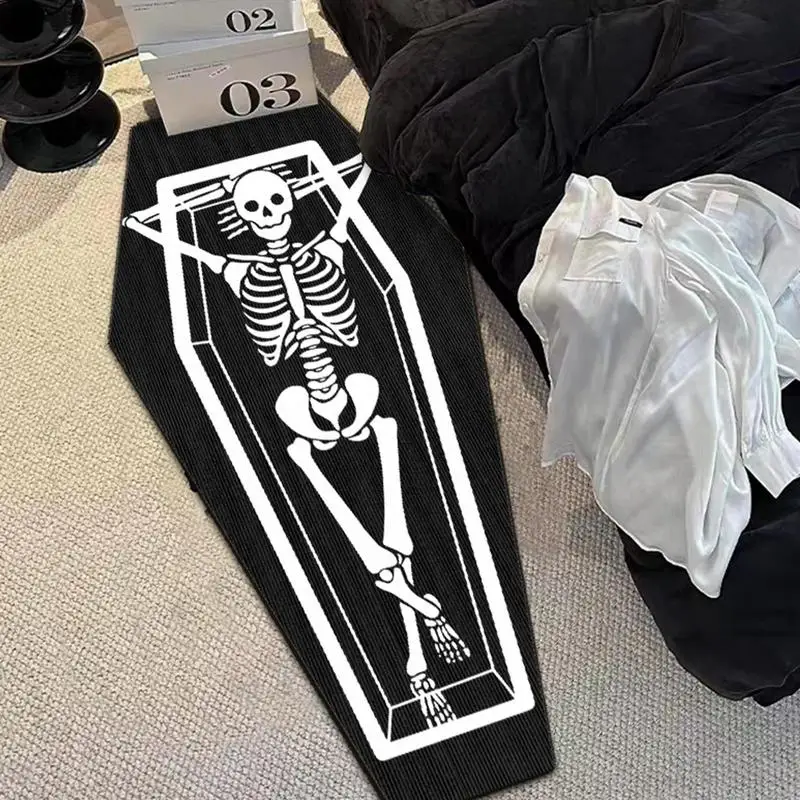 

Gothic Style Rugs For Bedroom Skeleton Coffin Rug Halloween Room Decoration Atmosphere Carpet Thick Non-slip Door Mat