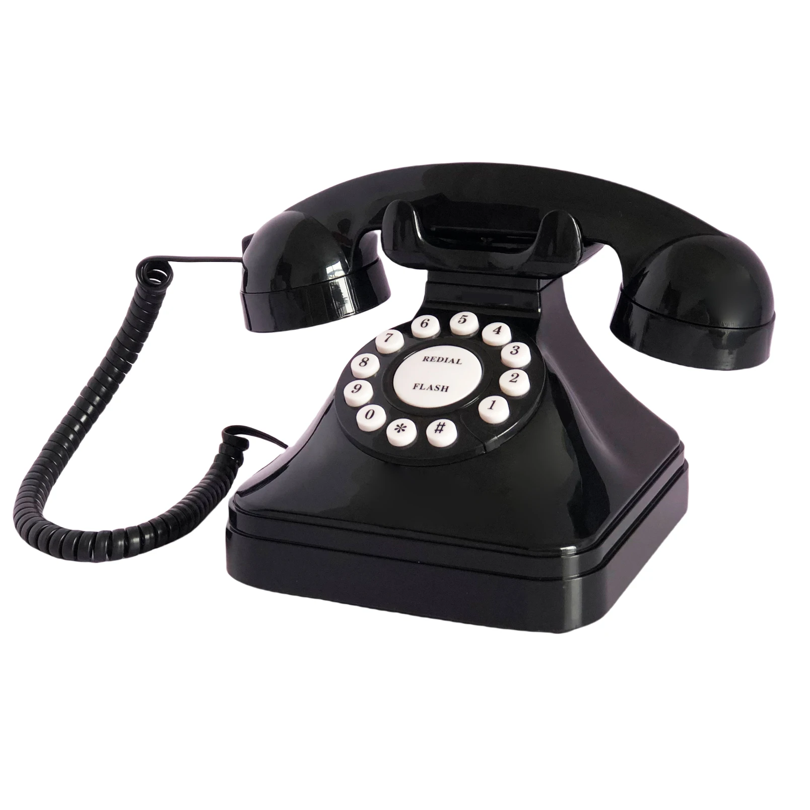 Vintage 1980s Style Corded Landline Phone with Flash, Redial, and Ringer