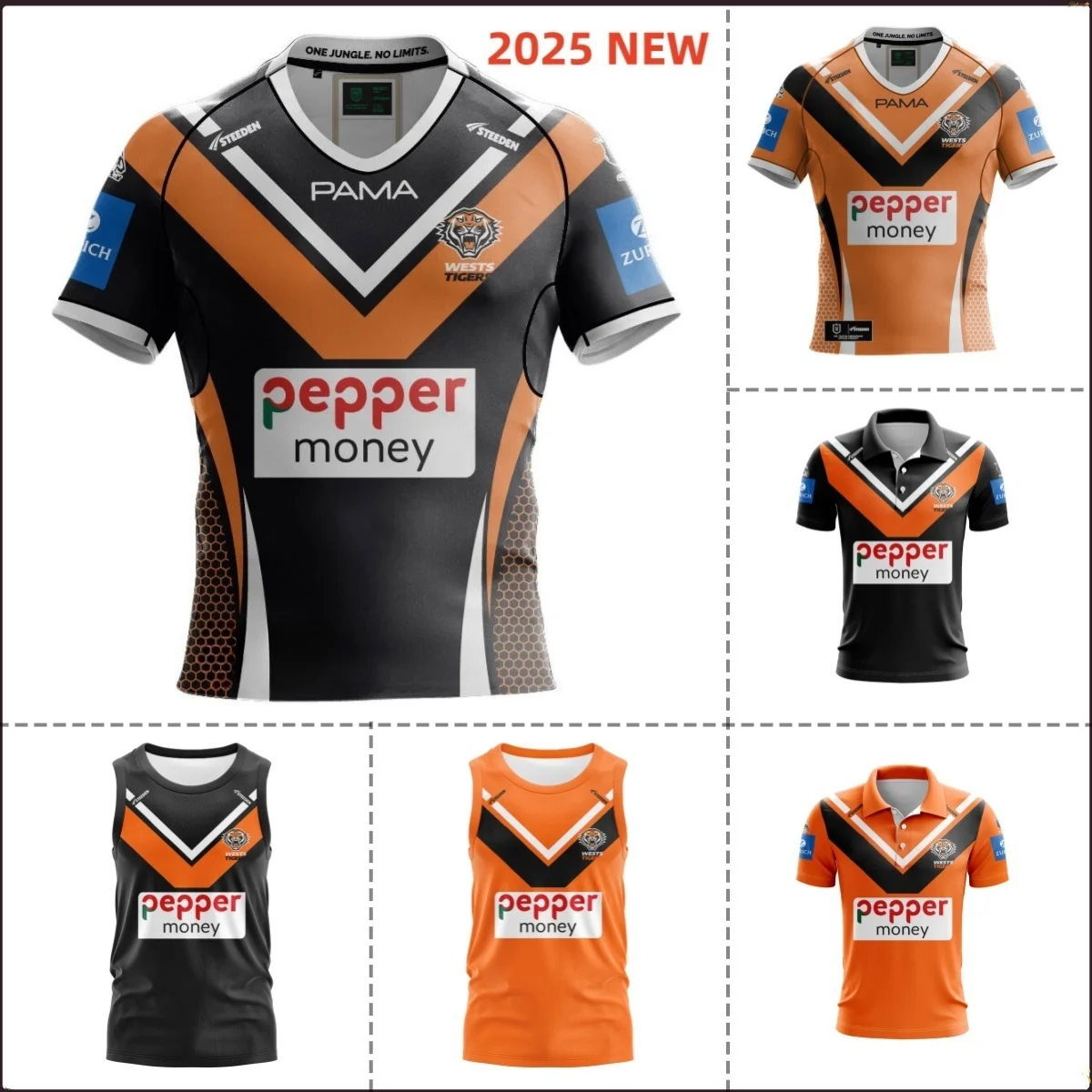 WESTS TIGERS MEN'S HOME AND AWAY RUGBY JERSEY AUSTRALIA WESTS TIGERS RUGBY SHIRT T-SHIRT VEST( PRINT NAME AND NUMBER )