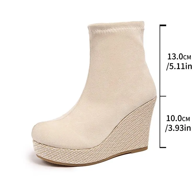 Damen Stiefeletten Mit Plateau Und Keilabsatz Für Mehr Höhe_voghion.com