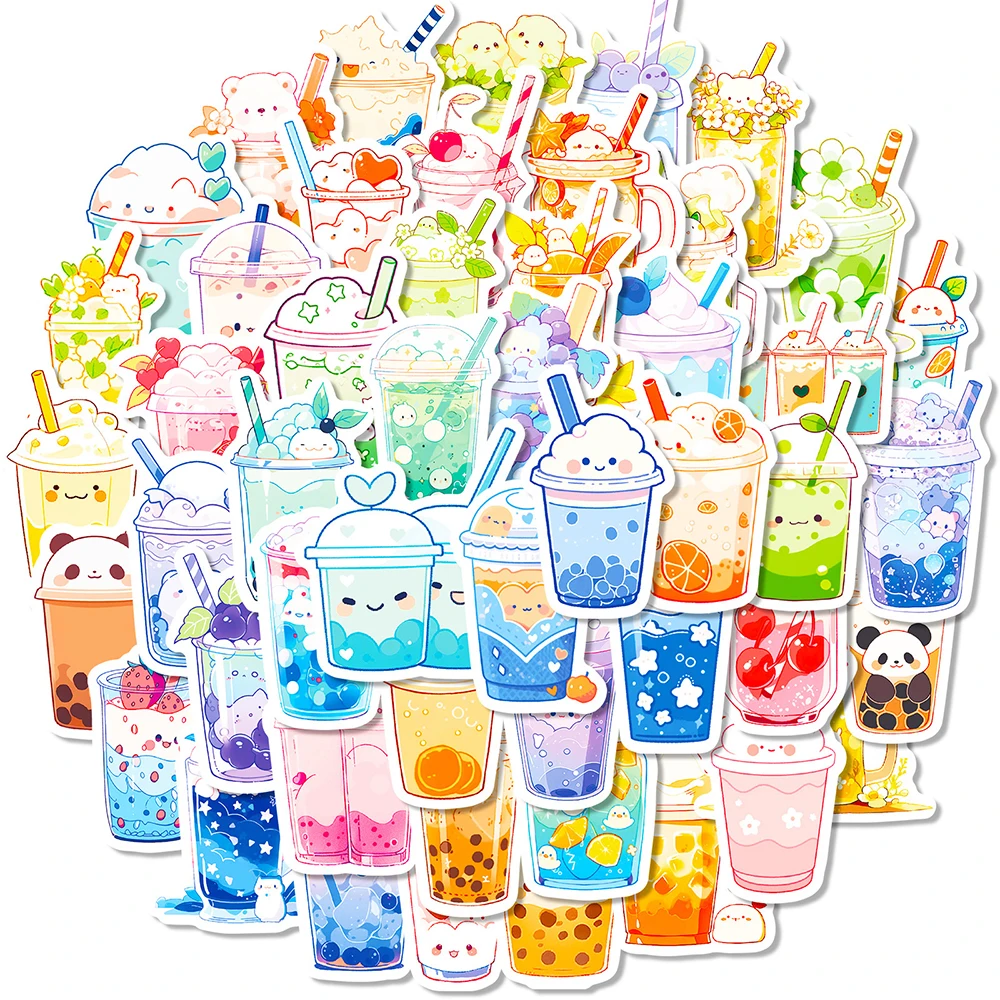 10/30/50pcs DIY Pearls Milk Tea Cartoon Stickers Cute Decoration Sticker Laptop Suitcase Fridge Water Bottle Girls Toy Decals 10 30 50pcs ins style bottle world cartoon sticker laptop phone guitar skateboard suitcase kids toys decals waterproof sticke