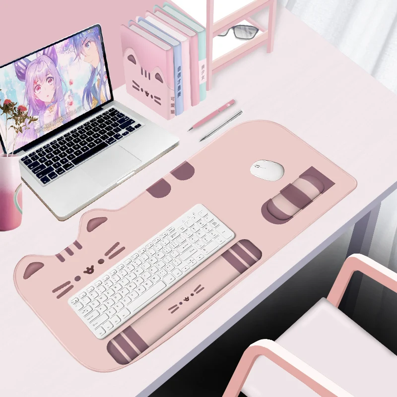 

Cute Cat Mouse Pad Table Pad Wrist Thickened Computer Keyboard Pink Girl Office Wrist Non-slip Table Mat Office Supplies
