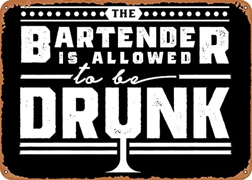 

Bartender Drunk Vintage Look Metal Sign Patent Art Prints Retro Gift 8x12 Inch