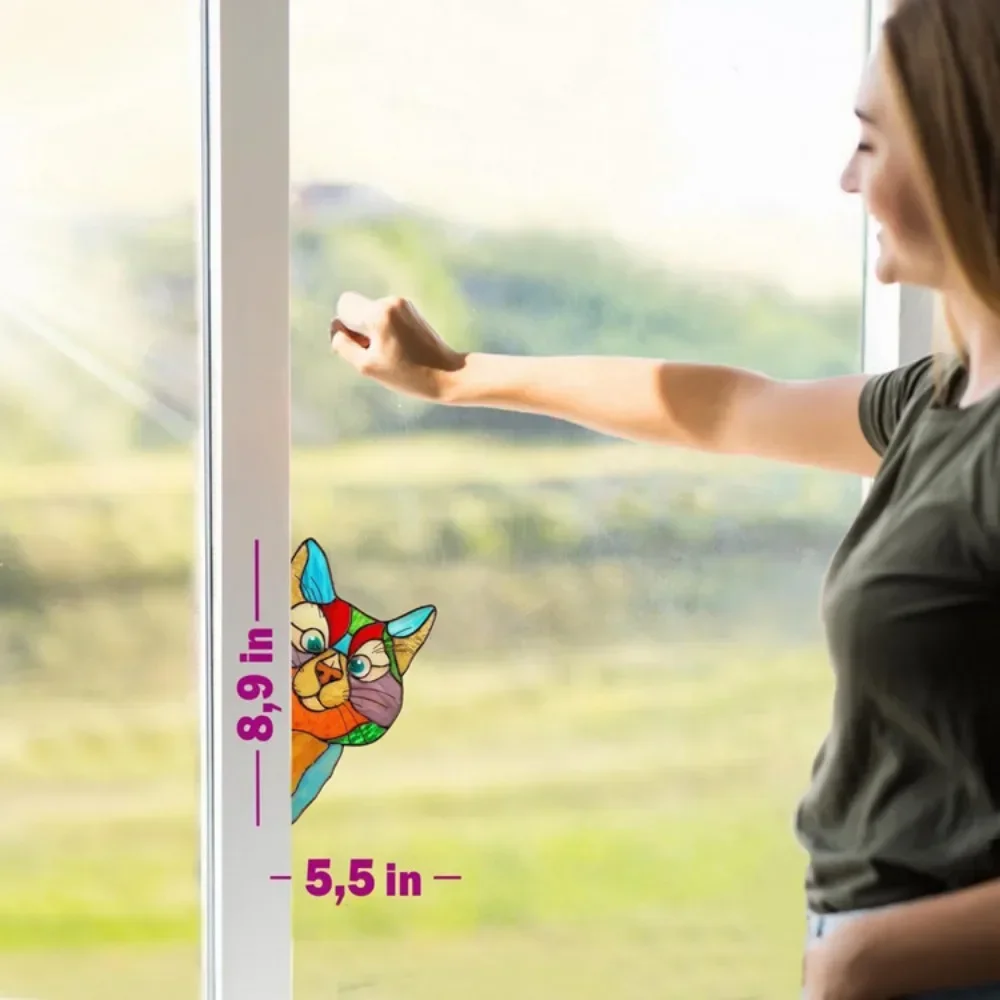 Cute Cat Glass Window Self-adhesive Stickers, Waterproof Moisture-proof Glass Film Bedroom Living Room Car Window Decoration 4