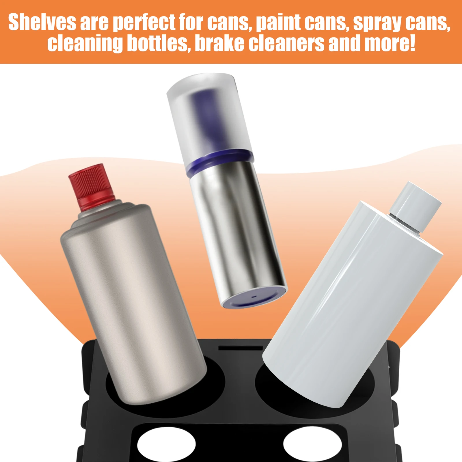 2in1 Aerosol Spray Can Rack Organizer Rack and Angle Grinder Holder Wall Mount Spray Paint Carbon Steel Storage