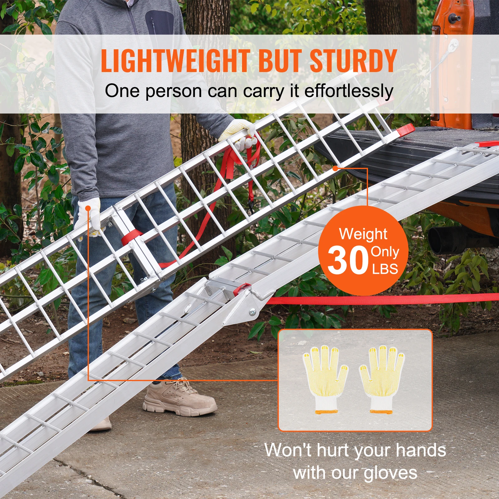 SucceBuy Aluminum Ramps 1500 lbs Folding Loading Ramps for Pickup Trucks Bed Trailers Ramp with Load Strap for Dirt Bike UTV ATV