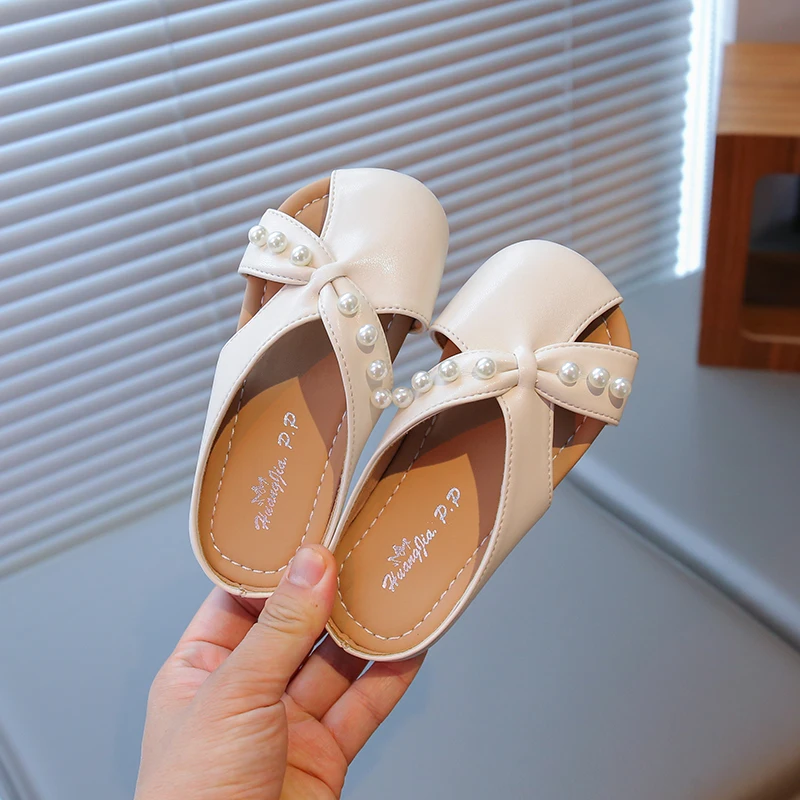 Girls Summer Beach Sandals with Shiny Beads