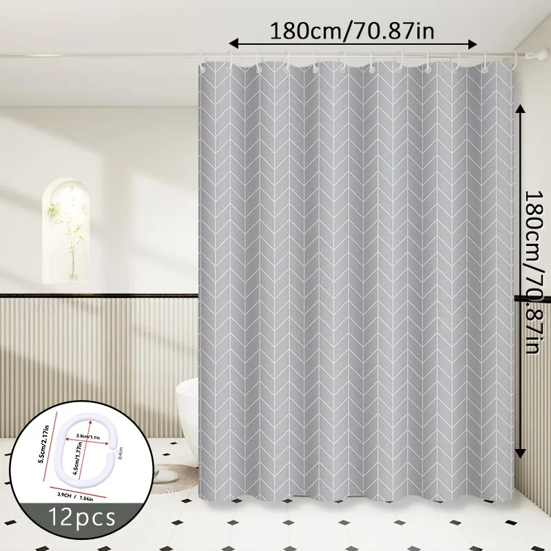 Gray Grid Pattern Versatile Shower Curtain for a Minimalist High-End Bathroom