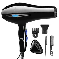 Dryer 2200W With Diffuser Black Dryer 2200W Powerful Hair Dryer With Dryer Attachments Styling Nozzles Pointed Tail Comb Flat
