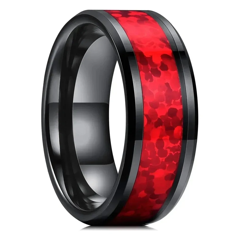 8mm Men Women Stainless Steel Rings Inlay Red Opal For Wedding Band Jewelry Gift wedding rings finger rings womens ring jewelry rings ring jewelry couple rings