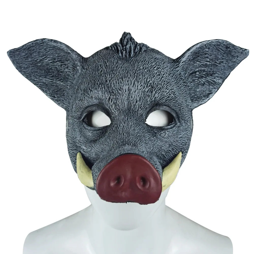 3D 현실적인 멧돼지 얼굴 마스크, PU 폼 돼지 얼굴 커버, 원피스 파티 동물 코스프레 레이브 마스크, 할로윈 가장 무도회 파티 소품