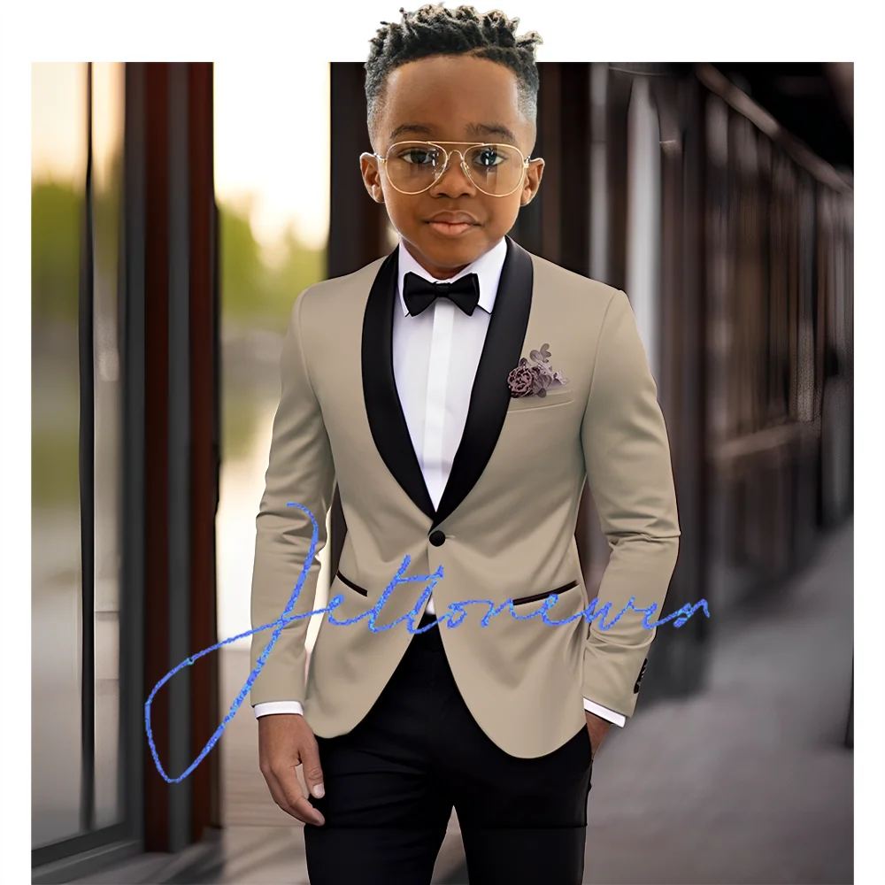 Boys Suit 2 Piece Set Wedding Tuxedo Kids Shawl Collar Jacket Pants Formal Blazer Fashion Clothes