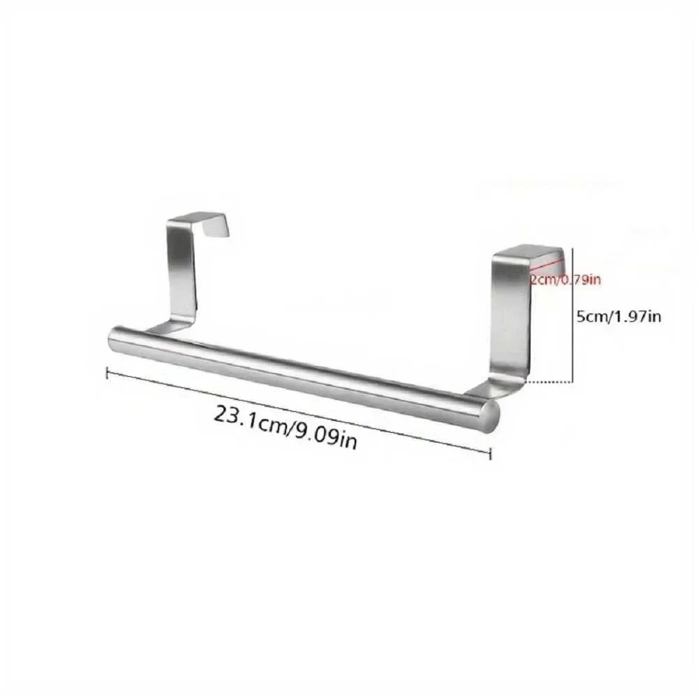 Stainless Towel Rack Over Door Towel Bar Hanging Holder Bathroom Kitchen Cabinet Rag Rack Hook Hanger Storage Tool