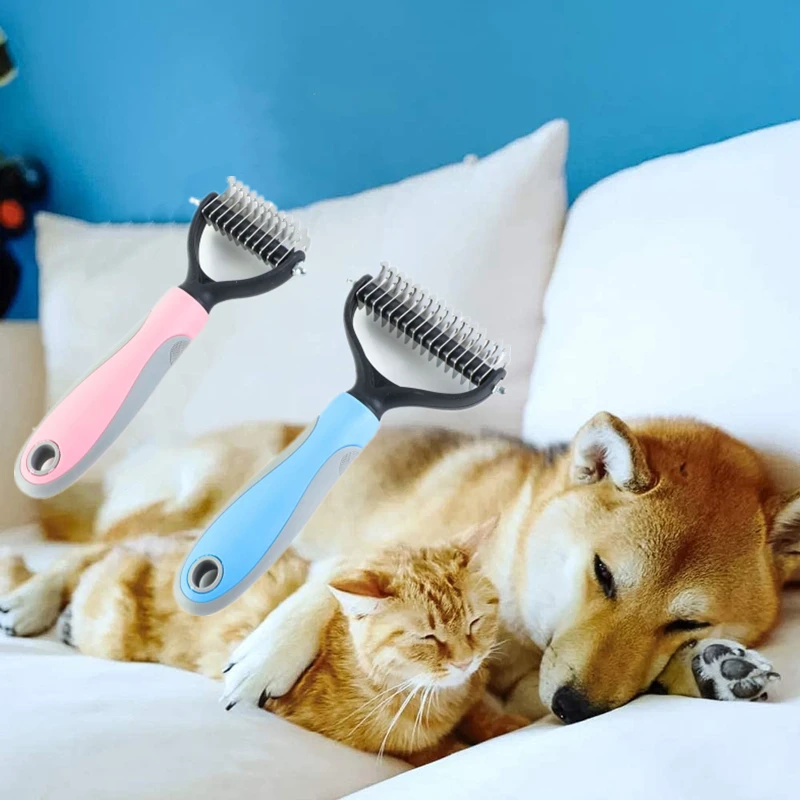 Neuer Professioneller Tierhaarentfernungskamm Hundepflegebürste Fellpflegewerkzeug Welpen-Haarausfall-Trimmer Tierfell-Trimmkämme – Detail 6